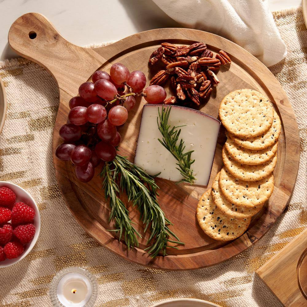 Country Home Acacia Wood Cheese Board Paddle Acacia Wood Charcuterie Board, 15.8 In. X 11.9 In. Gourmet Gift Set