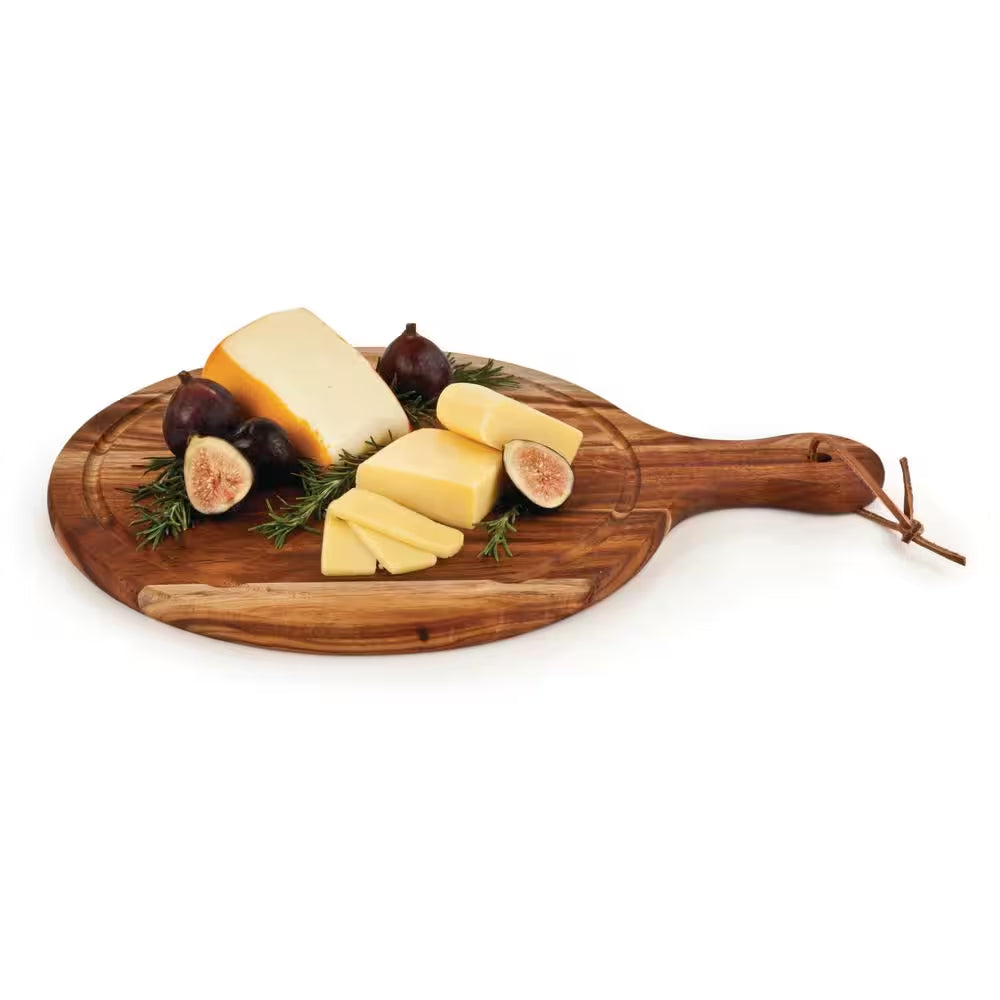 Country Home Acacia Wood Cheese Board Paddle Acacia Wood Charcuterie Board, 15.8 In. X 11.9 In. Gourmet Gift Set